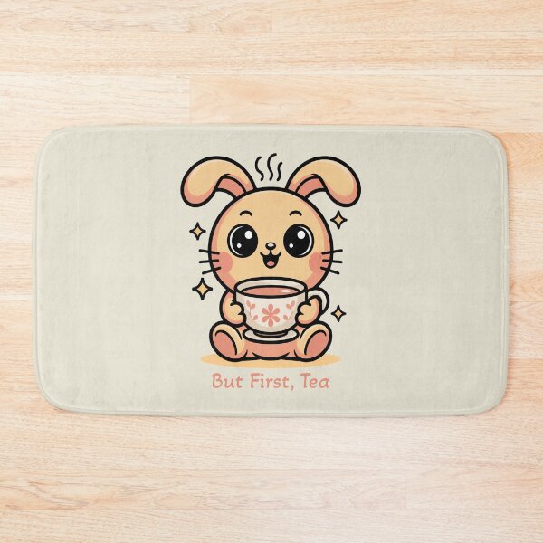 Item preview, But First Tea Cute Kawaii Bunny Aesthetic Art designed and sold by AlexandraSand.