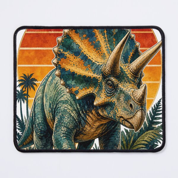 Item preview, Vibrant Triceratops Watercolor — Retro Luxe Palette, Bold Outline & Papery Texture designed and sold by Jandedan.