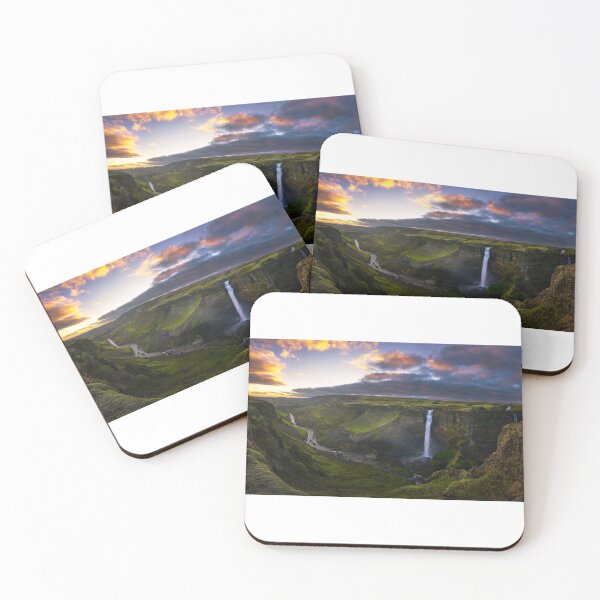 Item preview, Majestic Iceland Waterfall Canyon – Epic Sunrise Highlands Nature Photography designed and sold by PygmyTitan Photo.