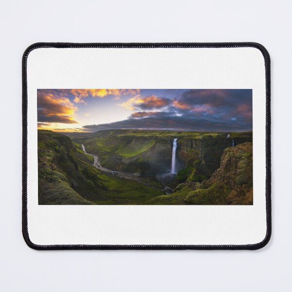 Item preview, Majestic Iceland Waterfall Canyon – Epic Sunrise Highlands Nature Photography designed and sold by JohnManuelPhoto.