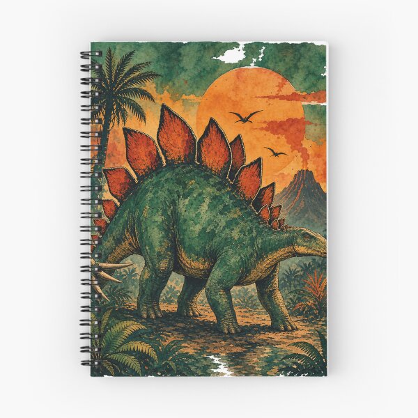 Item preview, Vibrant Stegosaurus Watercolor — Retro Luxe Emerald & Orange, Bold Inky Outlines designed and sold by Jandedan.