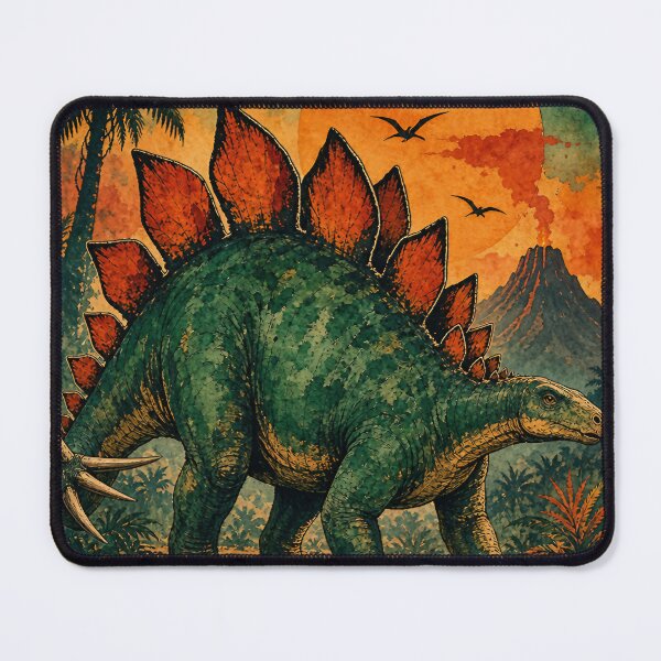 Item preview, Vibrant Stegosaurus Watercolor — Retro Luxe Emerald & Orange, Bold Inky Outlines designed and sold by Jandedan.