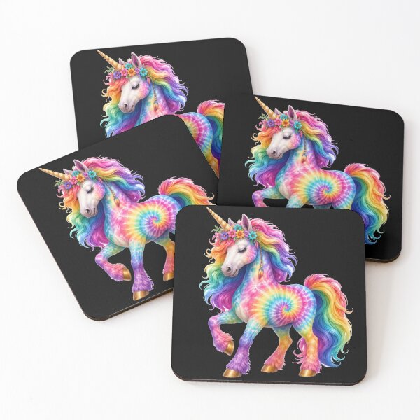 Item preview, Rainbow Tie Dye Unicorn with Flowers designed and sold by jgvisualarts.