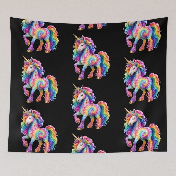 Item preview, Rainbow Tie Dye Unicorn with Flowers designed and sold by jgvisualarts.