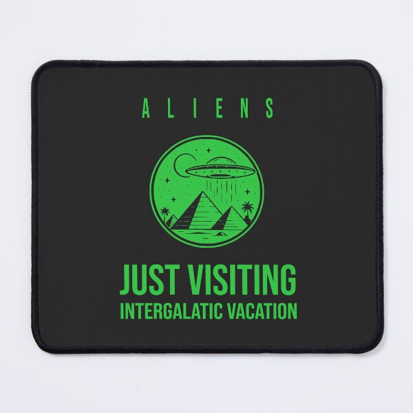 Item preview, Aliens Just Visiting Intergalactic Vacation UFO Pyramid Retro Sci-Fi Shirt - Green designed and sold by VoglR.