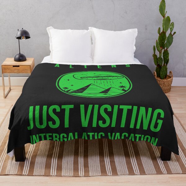 Item preview, Aliens Just Visiting Intergalactic Vacation UFO Pyramid Retro Sci-Fi Shirt - Green designed and sold by VoglR.