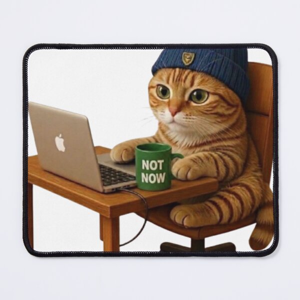 Item preview, Funny Cat Working on Laptop Not Now Mug Art designed and sold by Northern Glow Art.