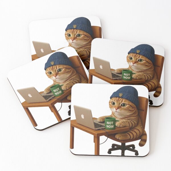 Item preview, Funny Cat Working on Laptop Not Now Mug Art designed and sold by Northern Glow Art.