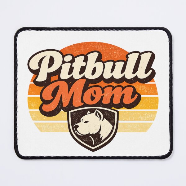 Item preview, Vintage Retro 70s distressed typography Pitbull Mom Sunset Silhouette designed and sold by My Pitbull Place.