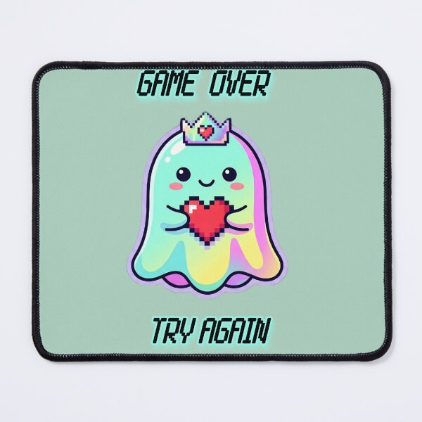Item preview, Game Over Try Again - Kawaii Ghost Pixel Heart designed and sold by The Cartridge Club.