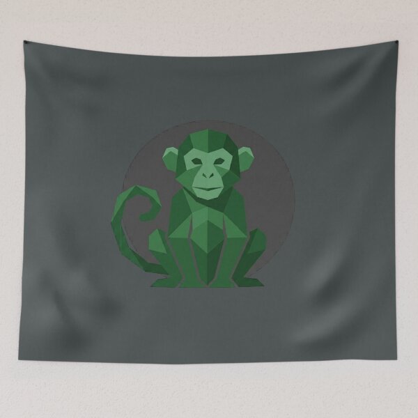 Item preview, Emerald Monkey Sticker – Geometric Green Ape Art for Environmental Defenders designed and sold by bsbd-action.