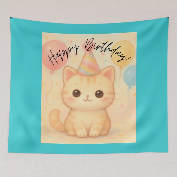 Item preview, Happy Birthday Cute Kawaii Cat designed and sold by Innova_Creations.