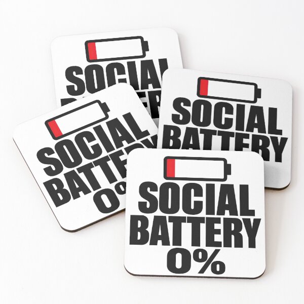 Item preview, Social Battery 0% Funny Introvert Gaming Design (Black On White) designed and sold by LowBatteryShop.