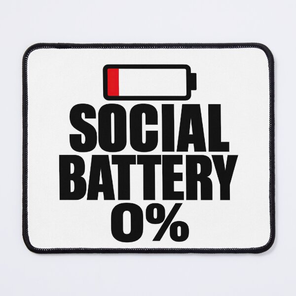 Item preview, Social Battery 0% Funny Introvert Gaming Design (Black On White) designed and sold by LowBatteryShop.