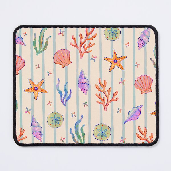 Item preview, Coastal Striped Pattern – Beige and Blue Seashell Ocean Design designed and sold by Islabonita..