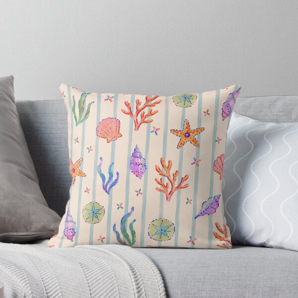 Item preview, Coastal Striped Pattern – Beige and Blue Seashell Ocean Design designed and sold by Islabonita..