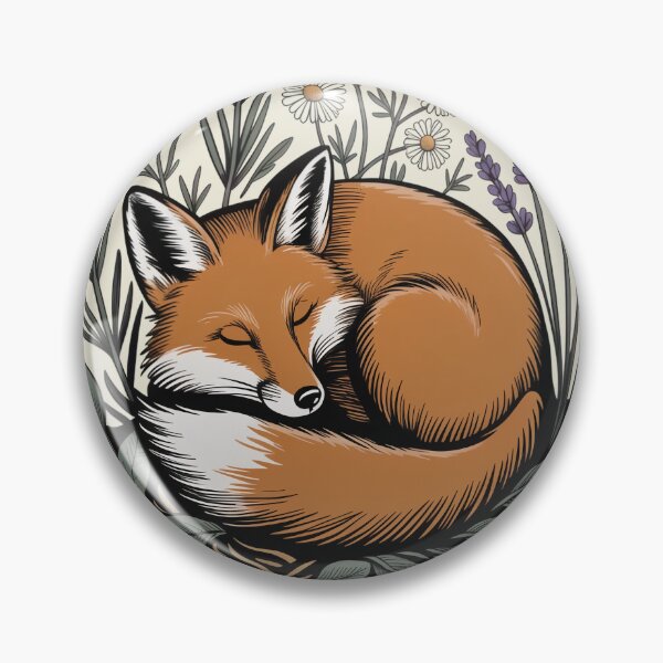 Item preview, Sleeping Fox in Lavender and Chamomile Botanical Art designed and sold by AlexandraSand.