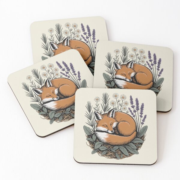 Item preview, Sleeping Fox in Lavender and Chamomile Botanical Art designed and sold by AlexandraSand.