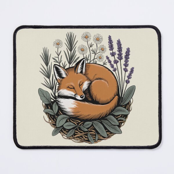 Item preview, Sleeping Fox in Lavender and Chamomile Botanical Art designed and sold by AlexandraSand.