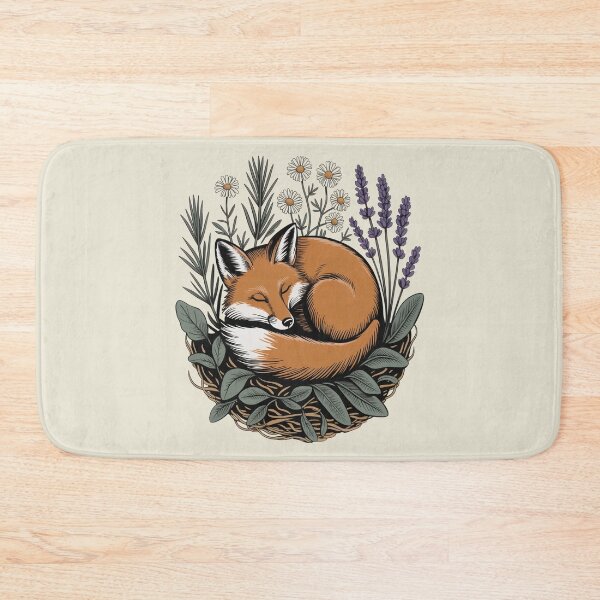 Item preview, Sleeping Fox in Lavender and Chamomile Botanical Art designed and sold by AlexandraSand.