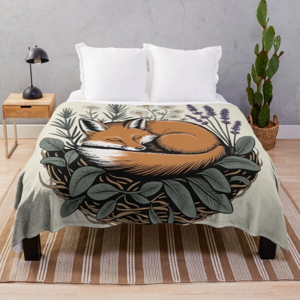 Item preview, Sleeping Fox in Lavender and Chamomile Botanical Art designed and sold by AlexandraSand.