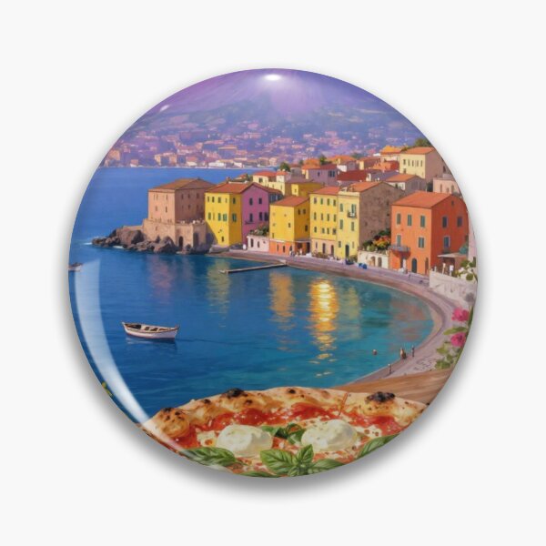 Item preview, Italian Pizza by the Sea with Mount Vesuvius | Naples Summer Aesthetic designed and sold by Aruellart.