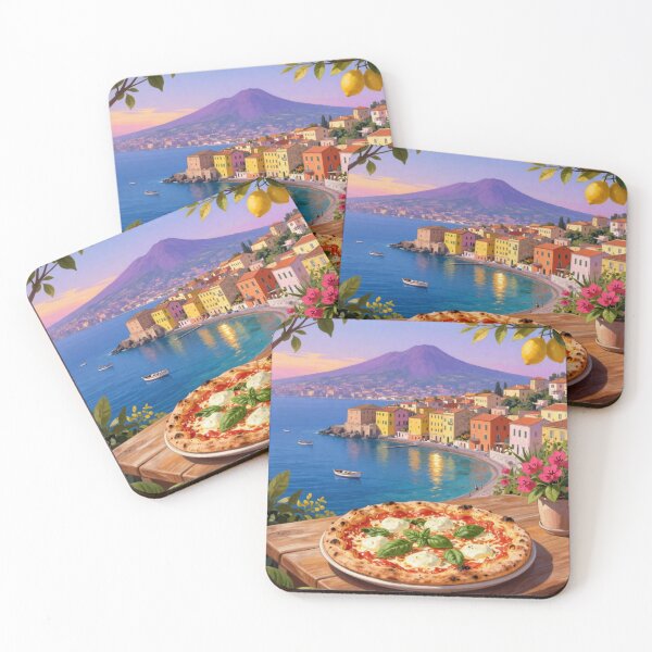 Item preview, Italian Pizza by the Sea with Mount Vesuvius | Naples Summer Aesthetic designed and sold by Aruellart.