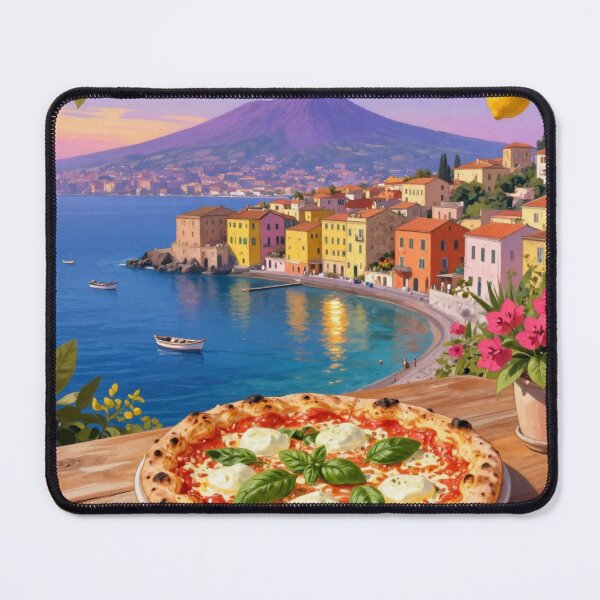 Item preview, Italian Pizza by the Sea with Mount Vesuvius | Naples Summer Aesthetic designed and sold by Aruellart.