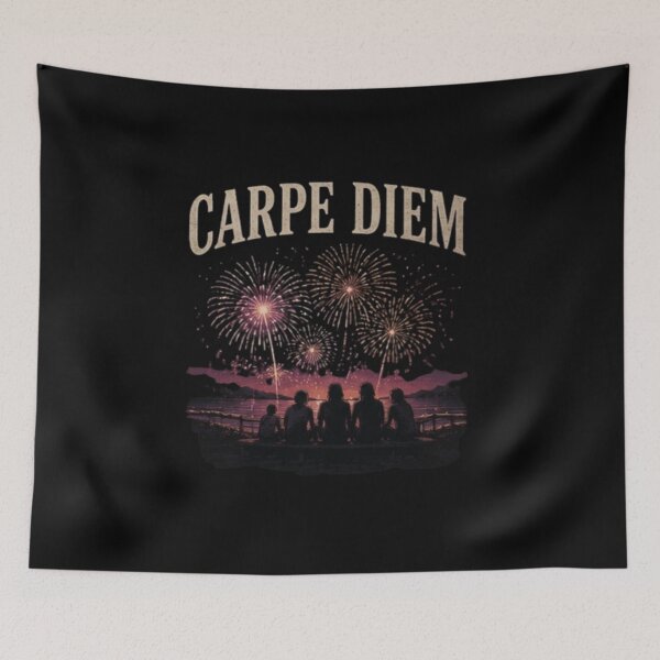 Item preview, Carpe Diem Fireworks Retro Sunset Design designed and sold by MS-DesignArt.