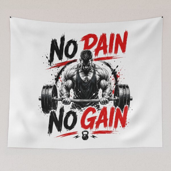 Item preview, No Pain No Gain – Hardcore Gym Motivation Design designed and sold by Pecata.