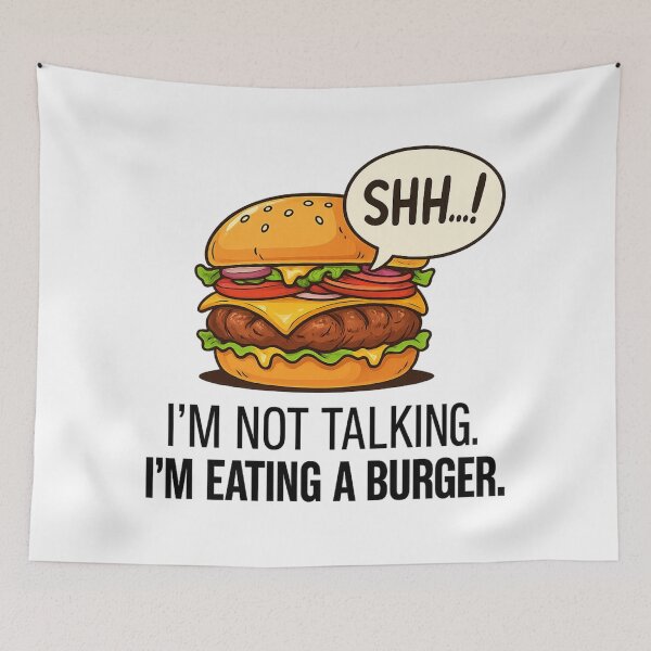 Item preview, Shh… I’m Eating a Burger – Funny Food Lover Quote, Burger Humor Design designed and sold by MartBook.