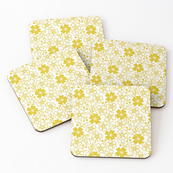 Item preview, Sakura flower silhouettes in yellow designed and sold by Jennifer Ladd.