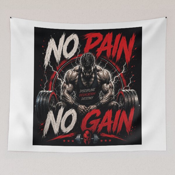 Item preview, No Pain No Gain – Hardcore Gym Motivation Design designed and sold by Pecata.