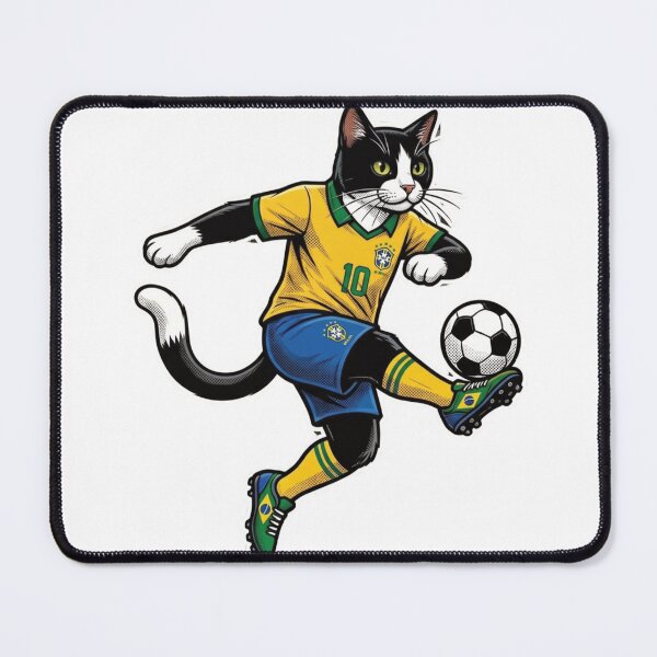 Item preview, Retro 90s Brazilian Soccer Cat designed and sold by Ink & Void Co..