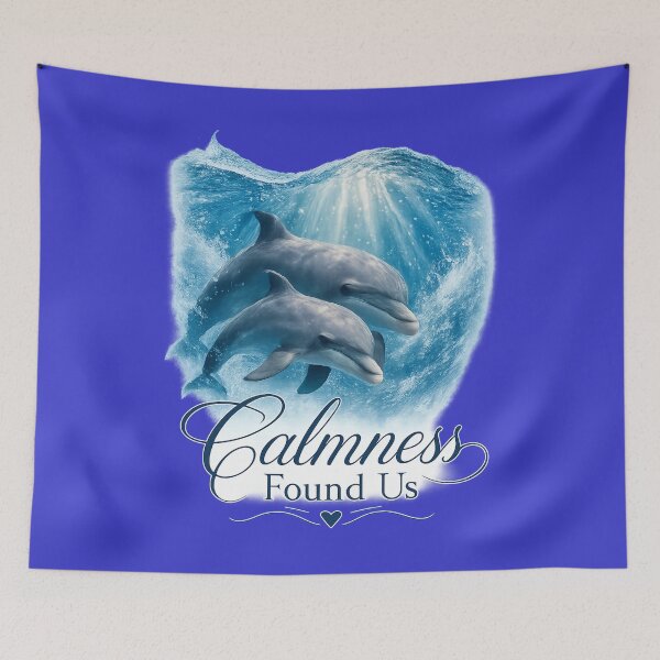 Item preview, Calmness Found Us, Romantic Dolphin Ocean Aesthetic Design designed and sold by JagrDesigns.