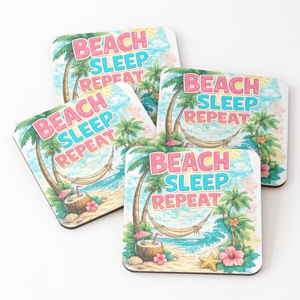 Item preview, Beach Sleep Repeat Tropical Summer T-Shirt Design designed and sold by QOBEART.
