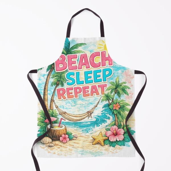 Item preview, Beach Sleep Repeat Tropical Summer T-Shirt Design designed and sold by QOBEART.