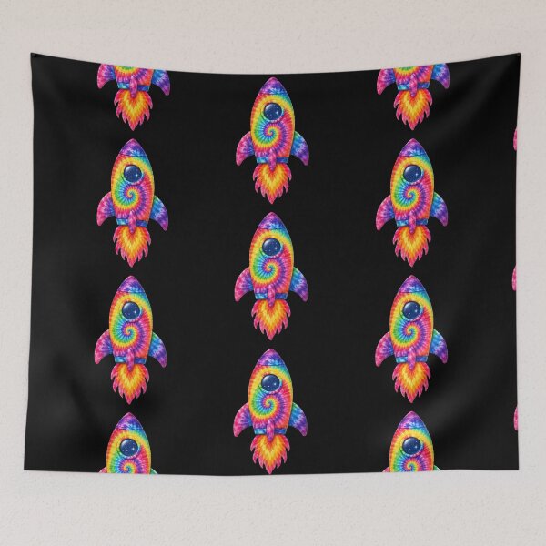 Item preview, Rainbow Tie-Dye Rocket Ship designed and sold by jgvisualarts.