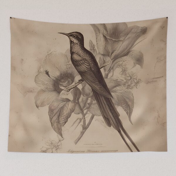 Item preview, Beija-Flor-Tesoura — Gravura Botânica Vintage | Atlantic Forest designed and sold by AtlanticForest.