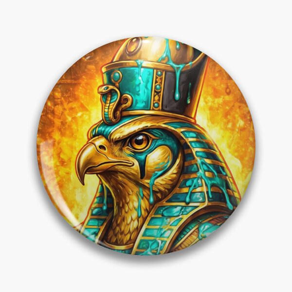 Item preview, Egyptian God Horus Falcon - Golden Turquoise Drip Hieroglyphs designed and sold by GulfSignature.