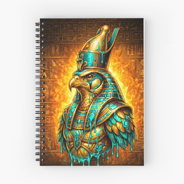 Item preview, Egyptian God Horus Falcon - Golden Turquoise Drip Hieroglyphs designed and sold by GulfSignature.