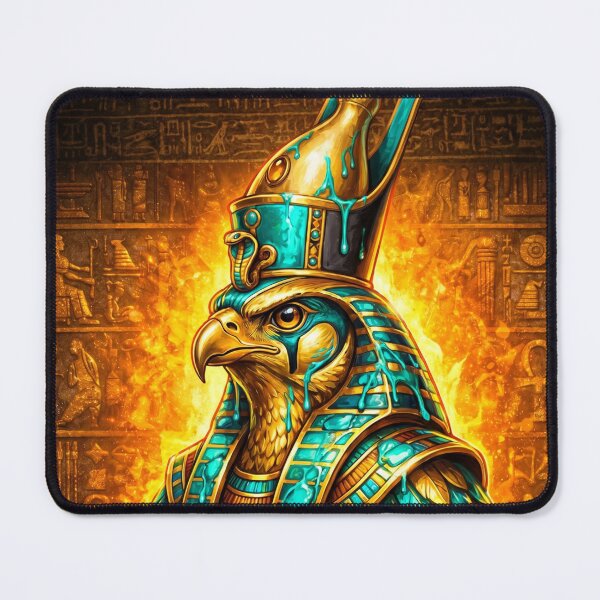 Item preview, Egyptian God Horus Falcon - Golden Turquoise Drip Hieroglyphs designed and sold by GulfSignature.