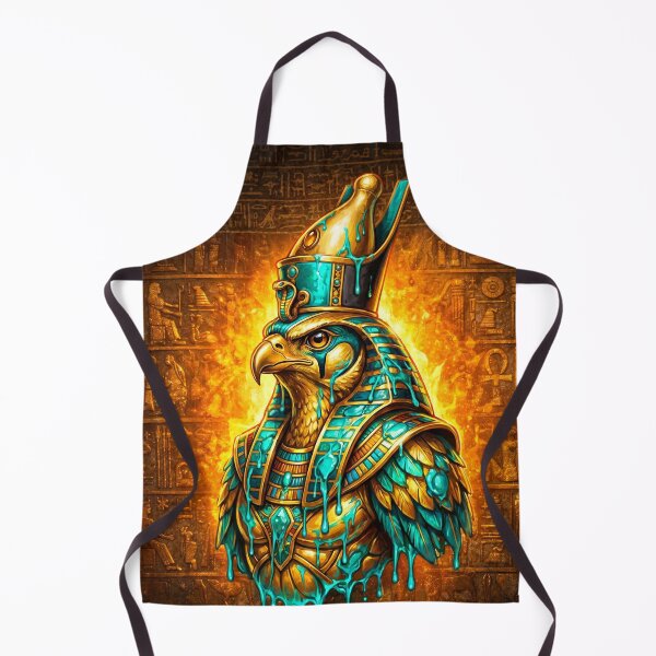 Item preview, Egyptian God Horus Falcon - Golden Turquoise Drip Hieroglyphs designed and sold by GulfSignature.