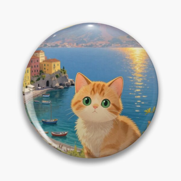 Item preview, A cute orange cat enjoying the magic of Naples at sunset. designed and sold by Aruellart.
