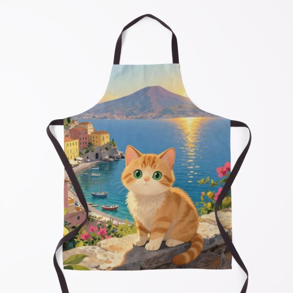 Item preview, A cute orange cat enjoying the magic of Naples at sunset. designed and sold by Aruellart.