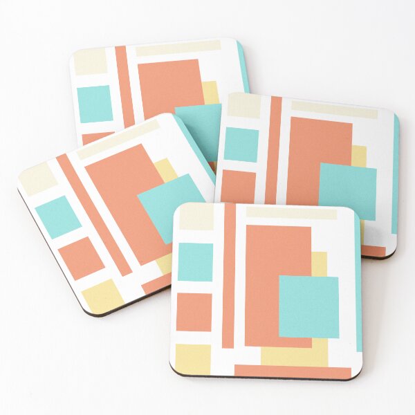 Item preview, Pastel De Stijl - Mint & Coral Geometric Blocks designed and sold by The Nomadic Designs.