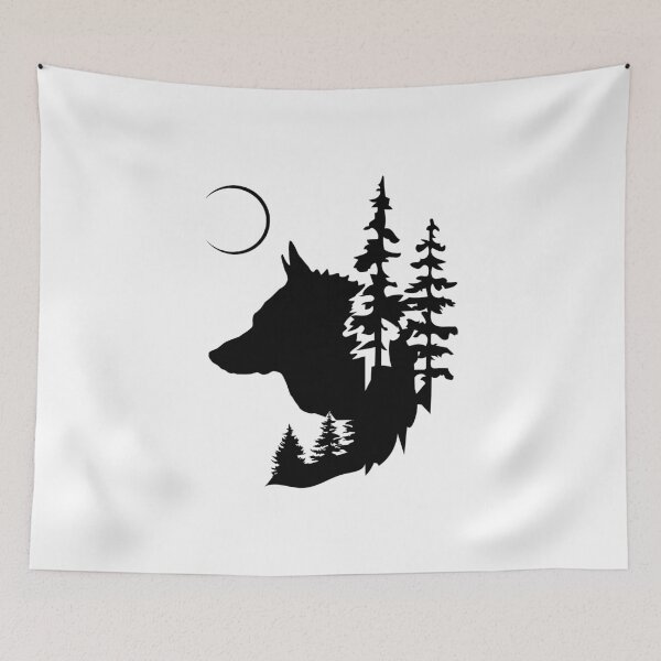 Item preview, Wolf Head Moon Crescent Forest designed and sold by MagnoliaLake.