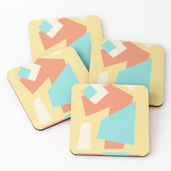 Item preview, Mid-Century Polygon Art - Coral & Mint Abstraction designed and sold by The Nomadic Designs.