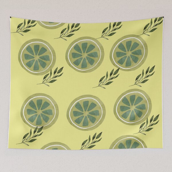 Item preview, Fresh Citrus Lime Watercolor Seamless Pattern designed and sold by FMSeamlessArt.
