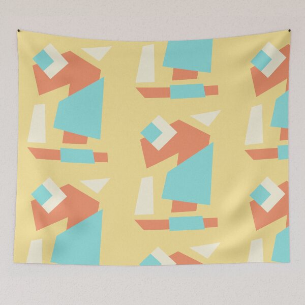Item preview, Mid-Century Polygon Art - Coral & Mint Abstraction designed and sold by The Nomadic Designs.
